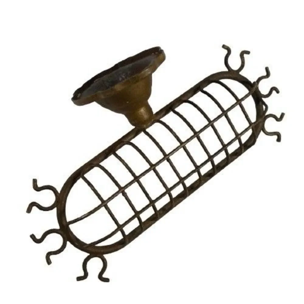Vintage Old Retro Bathroom Soap Dish Holder Brass Wall Mounted w/ Sponge Hooks